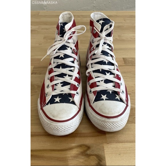Converse All Star Unisex Adults White & Red Lace Up Closed Toe Shoes - Size 10 - Picture 1 of 11